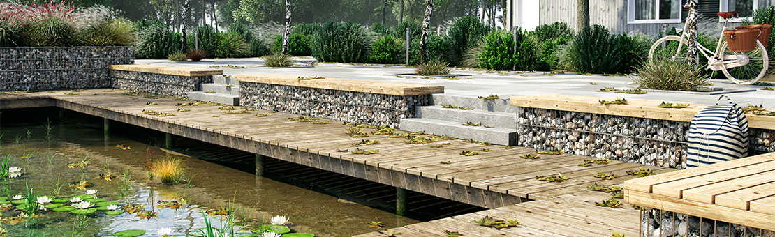Gabions by the water